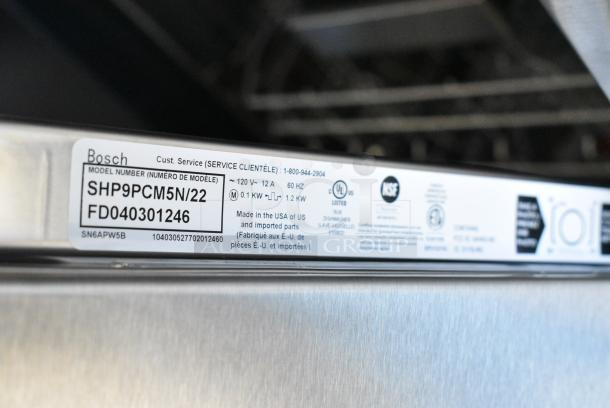 BRAND NEW SCRATCH AND DENT! Bosch SHP9PCM5N/22 Stainless Steel Undercounter Dishwasher. 120 Volts, 1 Phase. - Image 7 of 8