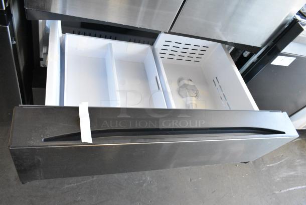 BRAND NEW SCRATCH AND DENT! Samsung RF26CG7400SR Stainless Steel French Style Cooler w/ 2 Freezer Drawers. 115 Volts, 1 Phase. Tested and Working! - Image 7 of 10
