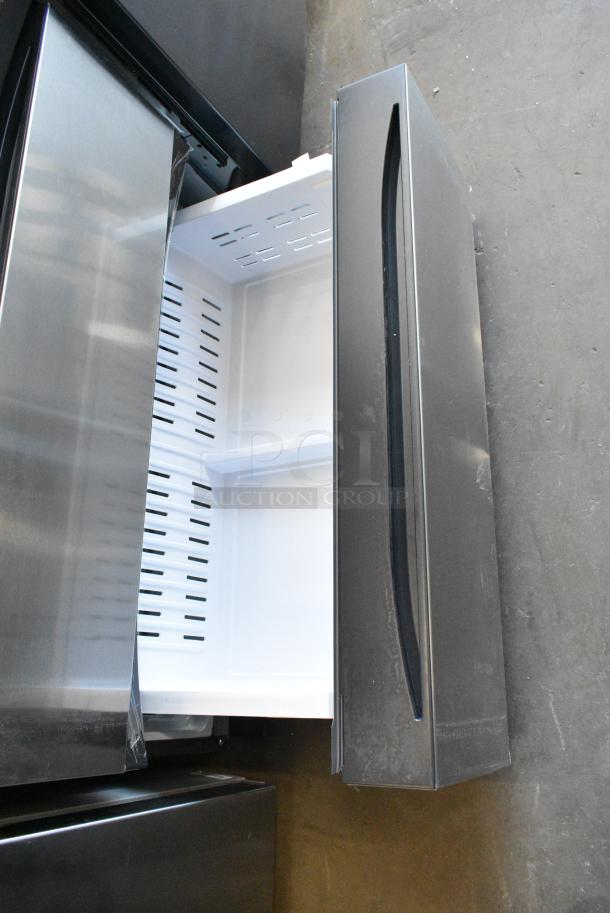 BRAND NEW SCRATCH AND DENT! Samsung RF26CG7400SR Stainless Steel French Style Cooler w/ 2 Freezer Drawers. 115 Volts, 1 Phase. Tested and Working! - Image 8 of 10