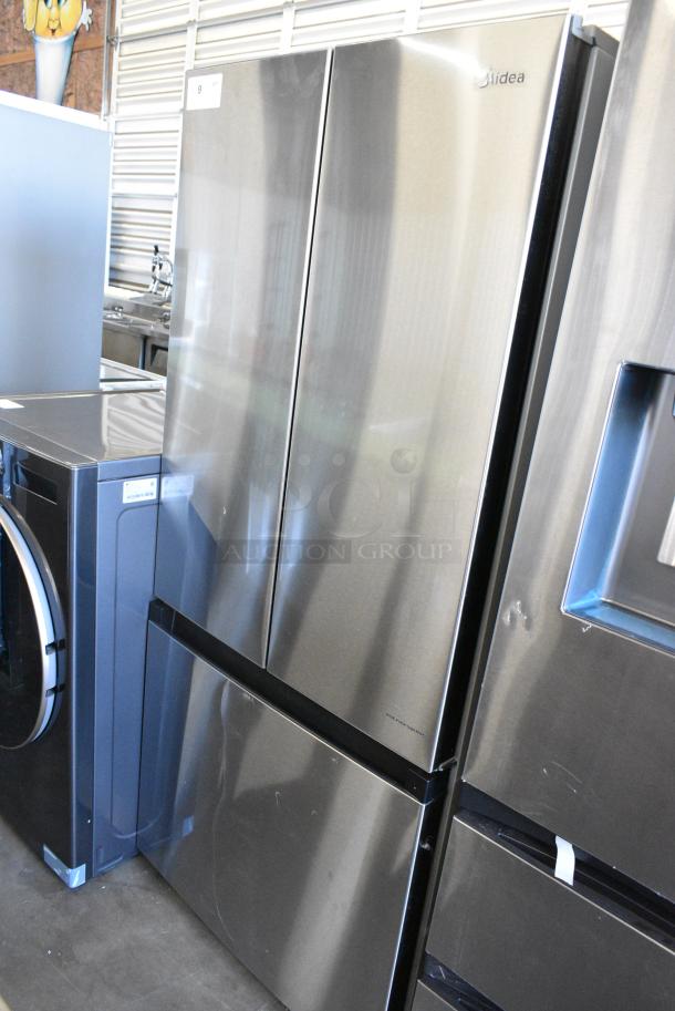 BRAND NEW SCRATCH AND DENT! Midea MRF18B4AST Stainless Steel French Style Cooler w/ Freezer Drawer. 115 Volts, 1 Phase. Tested and Working! - Image 1 of 10