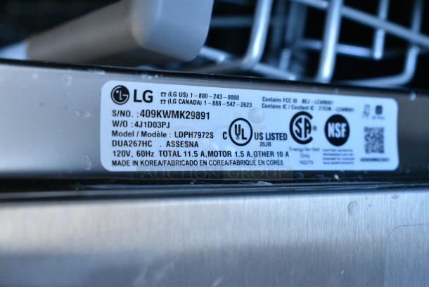 BRAND NEW SCRATCH AND DENT! LG lDPH7972S Stainless Steel Undercounter Dishwasher. 120 Volts, 1 Phase. - Image 8 of 8
