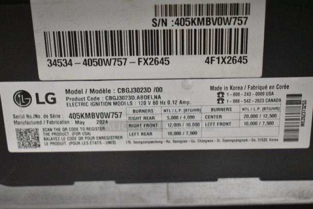 BRAND NEW SCRATCH AND DENT! 2024 LG CBGJ3023D/00 Stainless Steel Drop In Gas Powered 5 Burner Range. - Image 9 of 10