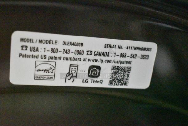 BRAND NEW SCRATCH AND DENT! LG DLEX4080B Metal Electric Powered Front Load Dryer. 208/240 Volts, 1 Phase. - Image 8 of 9