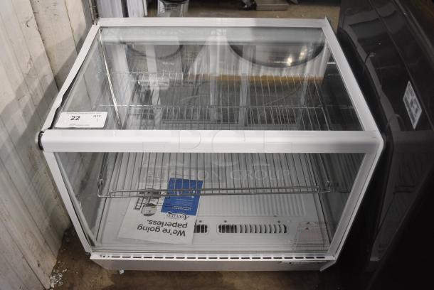 BRAND NEW SCRATCH AND DENT! Avantco 360BCS28HCW BCS-28-HC 27 5/8" White Refrigerated Square Countertop Bakery Display Case with LED Lighting. 110-120 Volts, 1 Phase. Tested and Working! - Image 1 of 6