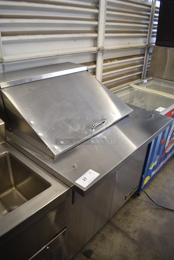 True TSSU-36-12M-B Stainless Steel Commercial Sandwich Salad Prep Table Bain Marie Mega Top on Commercial Casters. 115 Volts, 1 Phase. Tested and Powers On But Does Not Get Cold - Image 2 of 11