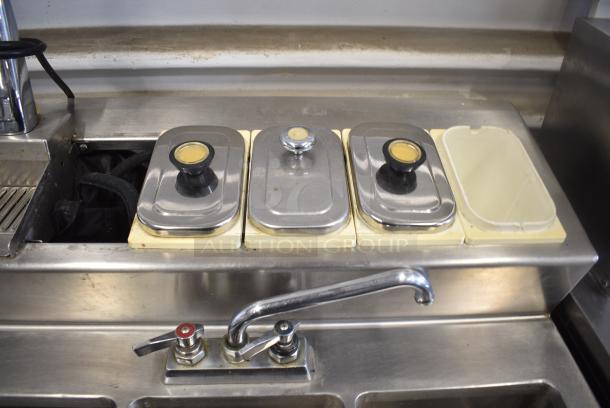 Craig Stainless Steel Commercial Prep Station w/ Topping Rail, 2 Center Hinge Chest Freezer, 3 Bay Sink, Faucet and Handles. 115 Volts, 1 Phase. Tested and Working! - Image 6 of 14