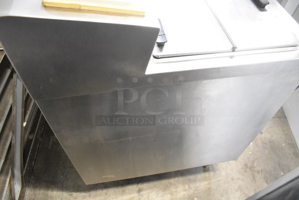 Craig Stainless Steel Commercial Prep Station w/ Topping Rail, 2 Center Hinge Chest Freezer, 3 Bay Sink, Faucet and Handles. 115 Volts, 1 Phase. Tested and Working! - Image 12 of 14