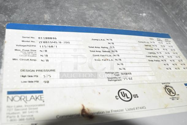 Norlake ZF081SMS/0-2DQ Stainless Steel Commercial 27" Ice Cream 8 Topping Cabinet w/ Freezer Base on Commercial Casters. 115 Volts, 1 Phase. Tested and Working! - Image 7 of 8