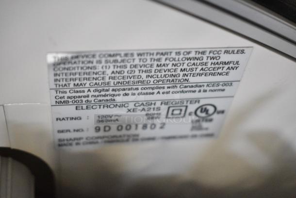 Sharp XE-A21S Countertop Electronic Cash Register.  120 Volts, 1 Phase. - Image 5 of 6