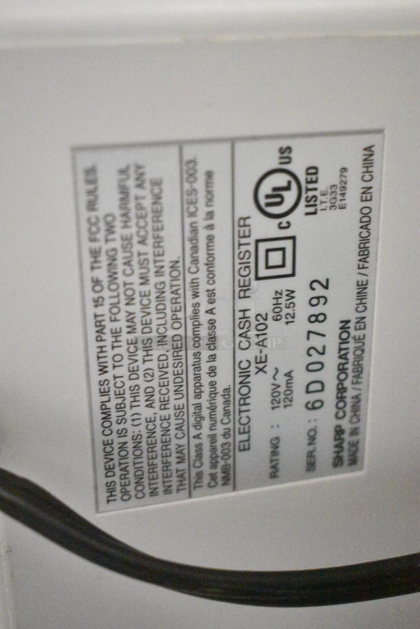 Sharp XE-A102 Countertop Electronic Cash Register.  120 Volts, 1 Phase. - Image 6 of 7