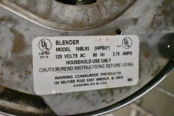 Waring 18BL93 Metal Countertop Blender w/ Glass Pitcher. 120 Volts, 1 Phase. Tested and Working! - Image 5 of 6