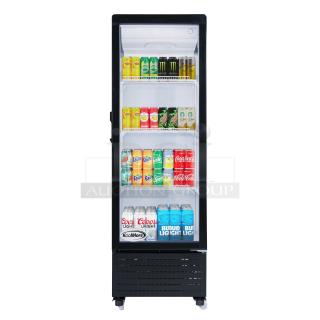 BRAND NEW SCRATCH AND DENT! KoolMore KM-MDR-1GD-8C Metal Commercial Single Door Reach In Cooler Merchandiser. 115 Volts, 1 Phase. Tested and Working!