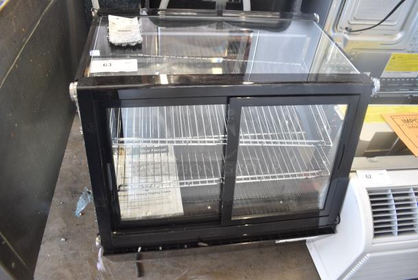 BRAND NEW SCRATCH AND DENT! Avantco 360BCSS28HCB BCSS-28-HC 27 5/8" Black Self-Serve Refrigerated Countertop Bakery Display Case with LED Lighting. 110-120 Volts, 1 Phase. Tested and Working! - Image 1 of 9