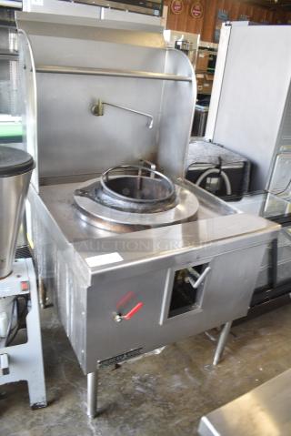 American Range Stainless Steel Commercial Natural Gas Powered Single Burner Wok Range.
