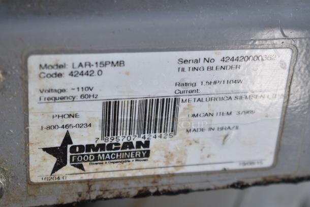 Omcan LAR-15PMB Stainless Steel Commercial Tilting Blender. 110 Volts, 1 Phase. Tested and Working! - Image 6 of 6