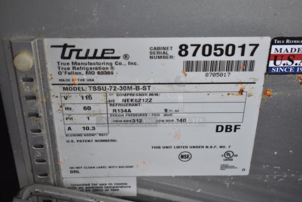 True TSSU-72-30M-B-ST Stainless Steel Commercial Prep Table on Commercial Casters. 115 Volts, 1 Phase. Tested and Working! - Image 10 of 10