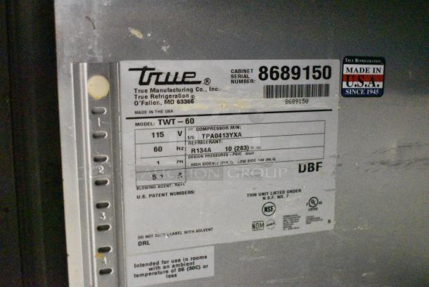 True TWT-60 Stainless Steel Commercial 2 Door Work Top Cooler on Commercial Casters. 115 Volts, 1 Phase. Tested and Working! - Image 9 of 9