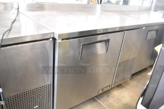 True TWT-44F Stainless Steel Commercial Single Door Work Top Freezer on Commercial Casters. 115 Volts, 1 Phase. Tested and Working!