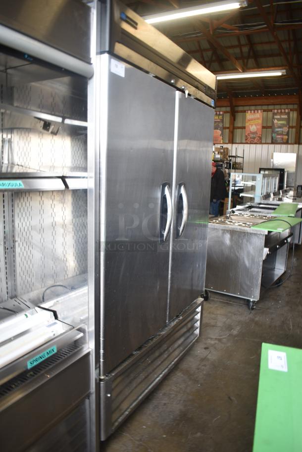 Master-Bilt R49-S Stainless Steel Commercial 2 Door Reach In Cooler w/ Poly Coated Racks on Commercial Casters. 115 Volts, 1 Phase. Tested and Powers On But Does Not Get Cold - Image 2 of 7