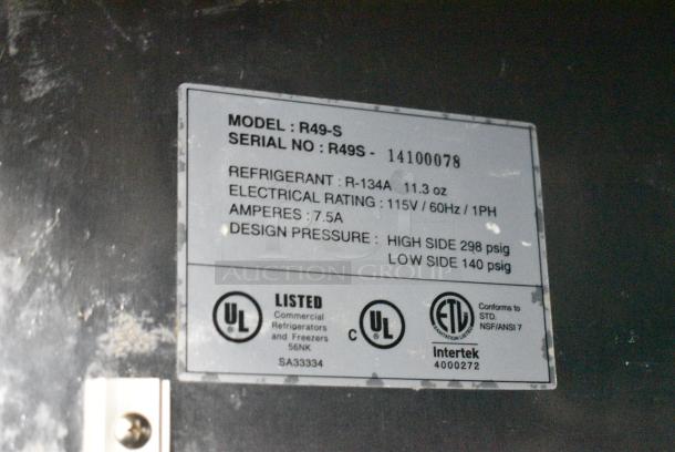 Master-Bilt R49-S Stainless Steel Commercial 2 Door Reach In Cooler w/ Poly Coated Racks on Commercial Casters. 115 Volts, 1 Phase. Tested and Powers On But Does Not Get Cold - Image 7 of 7