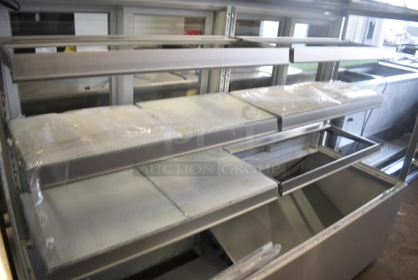 BRAND NEW SCRATCH AND DENT! Avantco 193BCFD72W BCFD-72 70 7/8" White Square Dry Bakery Display Case with LED Lighting. See Pictures for Broken Front and Side Glass Panes. 110-120 Volts, 1 Phase. - Image 4 of 6