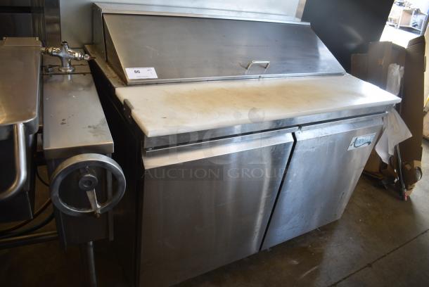 Avantco 178SSPT48HC Stainless Steel Commercial Sandwich Salad Prep Table Bain Marie Mega Top on Commercial Casters. 115 Volts, 1 Phase. Tested and Powers On But Does Not Get Cold - Image 2 of 8