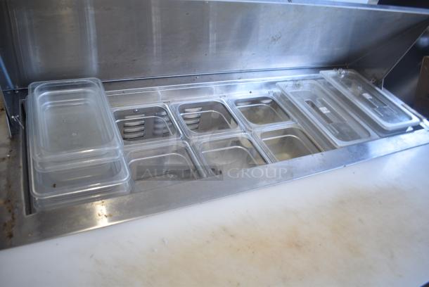 Avantco 178SSPT48HC Stainless Steel Commercial Sandwich Salad Prep Table Bain Marie Mega Top on Commercial Casters. 115 Volts, 1 Phase. Tested and Powers On But Does Not Get Cold - Image 4 of 8