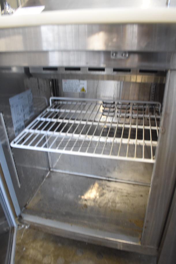 Avantco 178SSPT48HC Stainless Steel Commercial Sandwich Salad Prep Table Bain Marie Mega Top on Commercial Casters. 115 Volts, 1 Phase. Tested and Powers On But Does Not Get Cold - Image 6 of 8