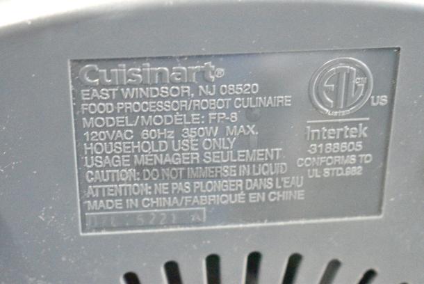 Cuisinart FP-8 Countertop Food Processor. 120 Volts, 1 Phase. Tested and Does Not Power On - Image 8 of 8
