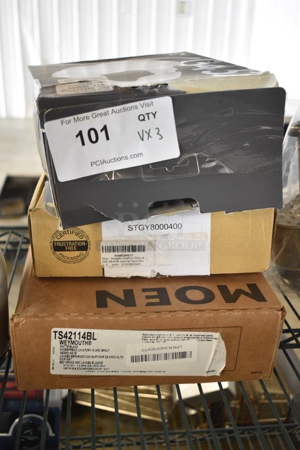 3 IN ORIGINAL BOX! Items Including G432 Headphones, X004E2W5UT Seagate Desktop Drive, Moen TS42114BL Weymouth Lavatory Hi Arc Spout. 3 Times Your Bid! - Image 1 of 8