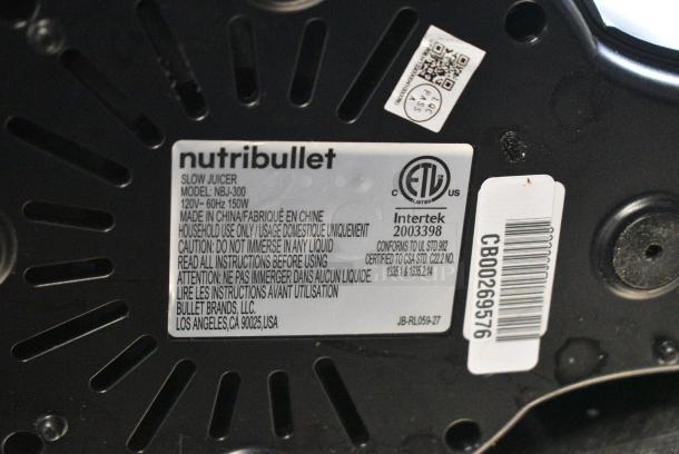 Nutribullet NBJ-300 Juicer. 120 Volts, 1 Phase. Tested and Does Not Power On - Image 8 of 8