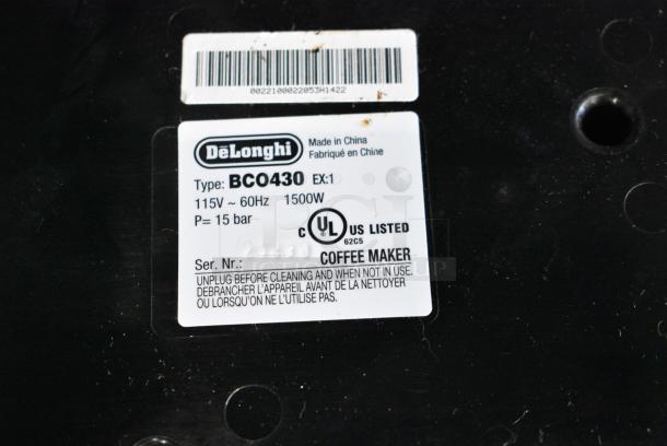BRAND NEW SCRATCH AND DENT! DeLonghi BCO430 Countertop Combination Espresso Coffee Machine. 120 Volts, 1 Phase. - Image 6 of 6