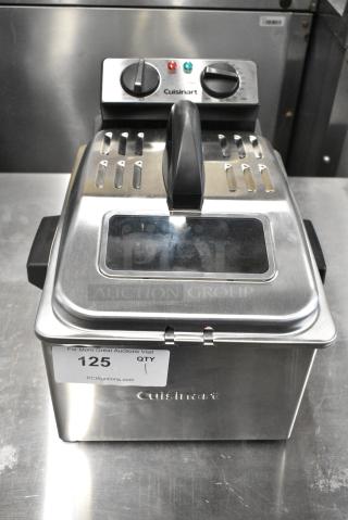 Cuisinart Metal Countertop Electric Powered Fryer w/ Metal Basket and Lid. 120 Volts, 1 Phase.