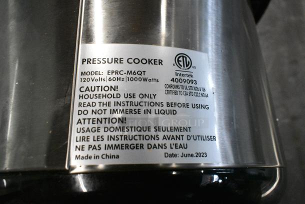 2 BRAND NEW SCRATCH AND DENT! Moss & Stone EPRC-M6QT Electric Pressure Cookers. 120 Volts, 1 Phase. 2 Times Your Bid! - Image 8 of 8