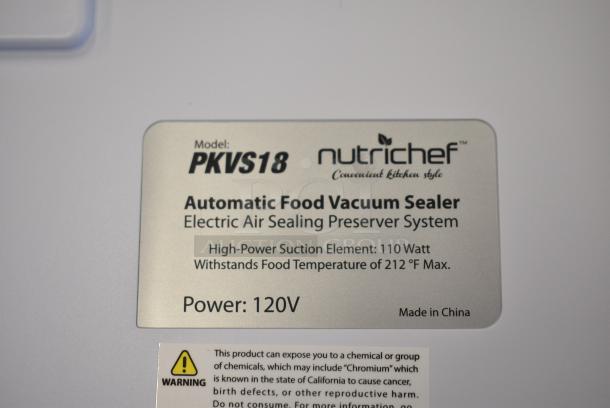 NutriChef PKVS18 Automatic Food Vacuum Sealer. 120 Volts, 1 Phase. - Image 8 of 9