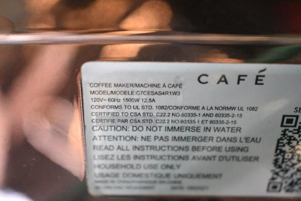 Cafe C7CESAS4R1W3 Countertop Coffee Machine. 120 Volts, 1 Phase. - Image 6 of 7