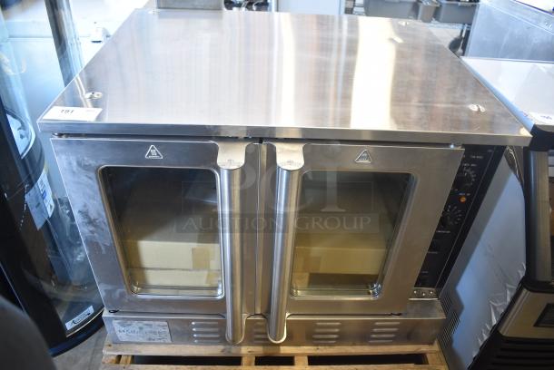 BRAND NEW SCRATCH AND DENT! Main Street Equipment CG1-N Single Deck Full Size Natural Gas Convection Oven with Legs - 54,000 BTU - Image 1 of 9