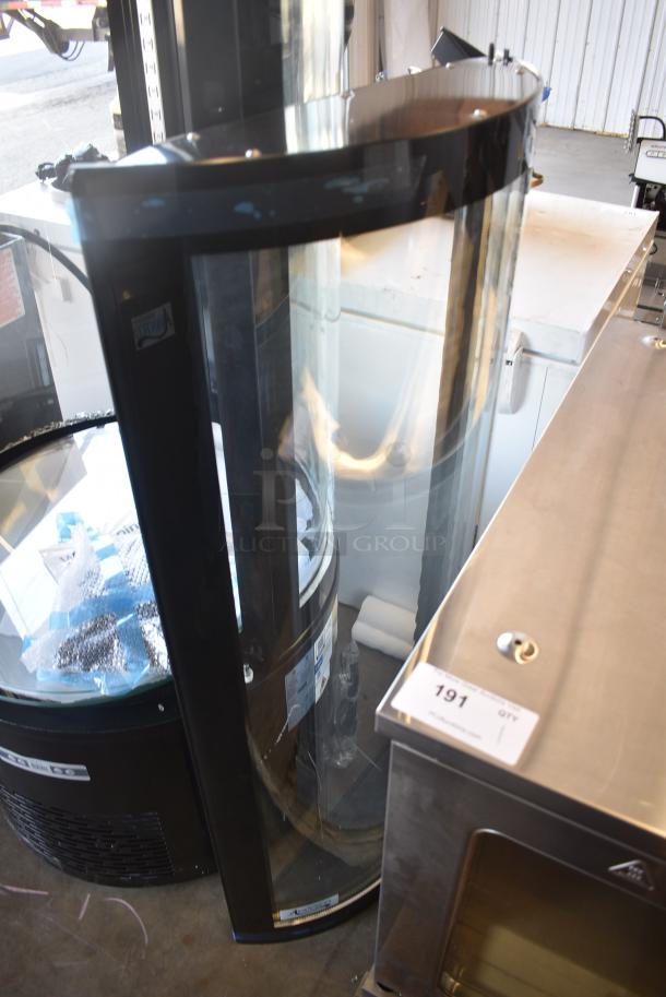 BRAND NEW SCRATCH AND DENT! Avantco 193BCR15HCB Black Circular Glass Refrigerated Display Case on Commercial Casters. See Pictures for Glass Damage. 110-120 Volts, 1 Phase. Tested and Working! - Image 4 of 10