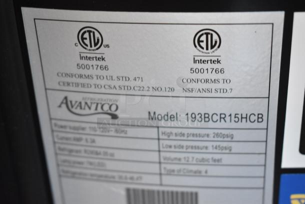BRAND NEW SCRATCH AND DENT! Avantco 193BCR15HCB Black Circular Glass Refrigerated Display Case on Commercial Casters. See Pictures for Glass Damage. 110-120 Volts, 1 Phase. Tested and Working! - Image 9 of 10