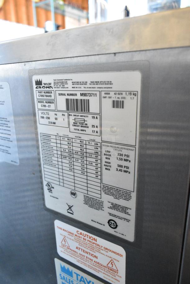 2019 Taylor C709-27 Stainless Steel Commercial Countertop Air Cooled Single Flavor Soft Serve Ice Cream Machine. 208-230 Volts, 1 Phase. - Image 9 of 9