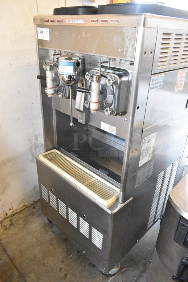 Taylor 342D-27 Stainless Steel Commercial Floor Style Air Cooled 2 Flavor Frozen Beverage Machine w/ Drink Mixing Attachment on Commercial Casters. 208-230 Volts, 1 Phase. - Image 6 of 11