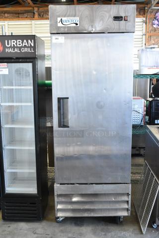 Avantco 178A19RHC Stainless Steel Commercial Single Door Reach In Cooler on Commercial Casters. 115 Volts, 1 Phase. Tested and Working!