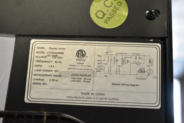 Galaxy 177GDN5RBB Metal Commercial Single Door Reach In Cooler Merchandiser with Red, White, and Blue LED Lighting. 110-120 Volts, 1 Phase. Tested and Working! - Image 6 of 6