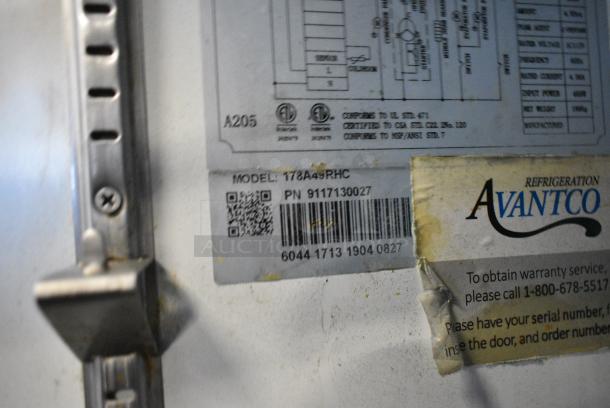Avantco 178A49RHC Stainless Steel Commercial 2 Door Reach In Cooler. 115 Volts, 1 Phase. Tested and Working! - Image 6 of 7