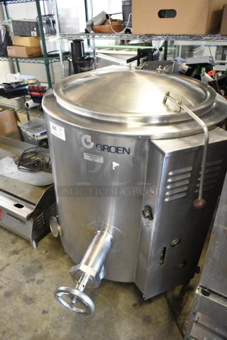Groen AH/1-40 Stainless Steel Commercial Natural Gas Powered 40 Gallon Steam Kettle. 100,000 BTU.
