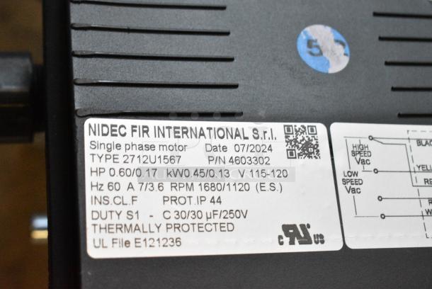 BRAND NEW SCRATCH AND DENT! 2024 Nidec 2712U1567 Motor. 115-120 Volts, 1 Phase. - Image 6 of 6