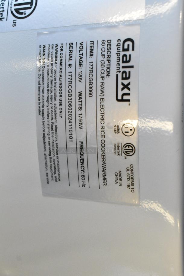BRAND NEW SCRATCH AND DENT! Galaxy 177RCGB3060 60 Cup (30 Cup Raw) Electric Rice Cooker / Warmer. 120 Volts, 1 Phase. Tested and Working! - Image 8 of 8