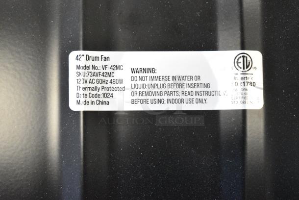 BRAND NEW SCRATCH AND DENT! Boltic VF-42MC 42" Black Powder-Coat 2-Speed Portable Direct-Drive Drum Fan. 120 Volts, 1 Phase. Tested and Working! - Image 5 of 5