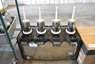 BRAND NEW SCRATCH AND DENT! 2024 Carnival King JETCOF 480M 382RBD5G4 Quadruple 5 Gallon Bowl Refrigerated Beverage Dispenser. No Hoppers. 120 Volts, 1 Phase. Tested and Does Not Power On