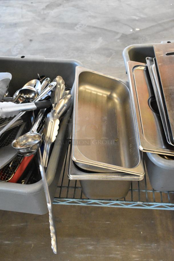 ALL ONE MONEY! Tier Lot of Various Items Including Utensils, Bus Bins and Metal Fryer Pieces. - Image 4 of 6